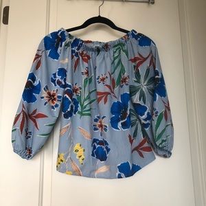 Off-the-shoulder floral blouse